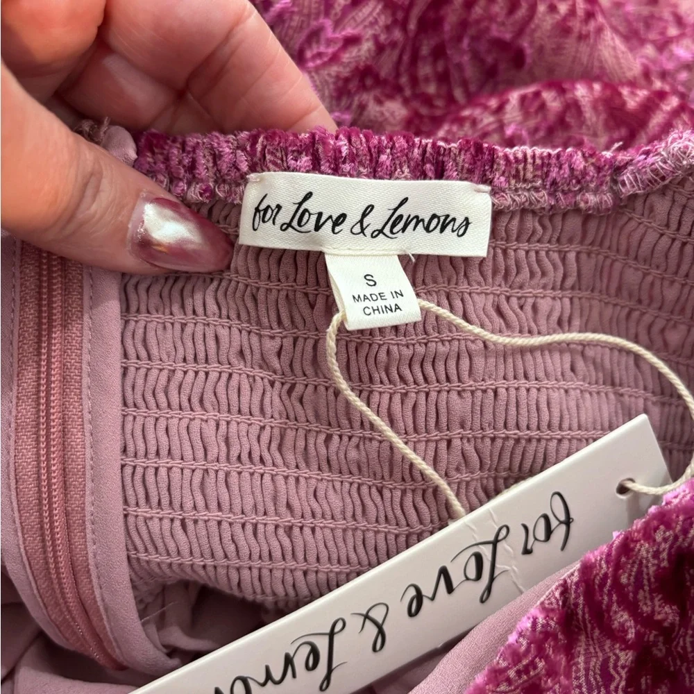 NWT For Love & Lemons Pink Paisley Tie-Front Mini Dress - Picture 8 of 10